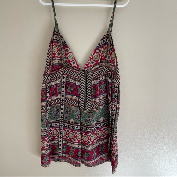 TOPSHOP Aztec Tank Top, Zipper Back, Stud Detail, Size 2 - Picture 2 of 6